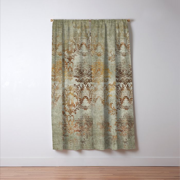Aged Damask Texture 3 Window Curtain Gallery Image 3