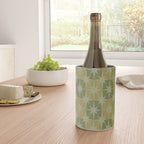 Mid Century Modern Atomic Stars Retro Checkered Starburst Pattern in Vintage Olive Green Tones Wine Chiller Gallery Image 4