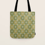 Mid Century Modern Atomic Stars Retro Checkered Starburst Pattern in Vintage Olive Green Tones Tote Bag Gallery Image 1