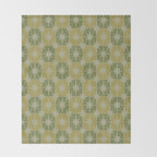 Mid Century Modern Atomic Stars Retro Checkered Starburst Pattern in Vintage Olive Green Tones Throw Blanket Gallery Image 2