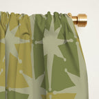 Mid Century Modern Atomic Stars Retro Checkered Starburst Pattern in Vintage Olive Green Tones Window Curtain Gallery Image 2
