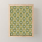 Mid Century Modern Atomic Stars Retro Checkered Starburst Pattern in Vintage Olive Green Tones Mini Art Print Gallery Image 1