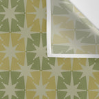 Mid Century Modern Atomic Stars Retro Checkered Starburst Pattern in Vintage Olive Green Tones Wall Tapestry Gallery Image 3