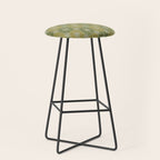 Mid Century Modern Atomic Stars Retro Checkered Starburst Pattern in Vintage Olive Green Tones Stool Gallery Image 1