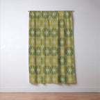 Mid Century Modern Atomic Stars Retro Checkered Starburst Pattern in Vintage Olive Green Tones Window Curtain Gallery Image 3