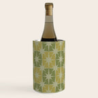 Mid Century Modern Atomic Stars Retro Checkered Starburst Pattern in Vintage Olive Green Tones Wine Chiller Gallery Image 1