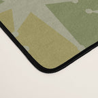 Mid Century Modern Atomic Stars Retro Checkered Starburst Pattern in Vintage Olive Green Tones Desk Mat Gallery Image 4