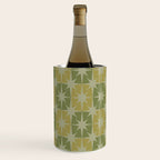 Mid Century Modern Atomic Stars Retro Checkered Starburst Pattern in Vintage Olive Green Tones Wine Chiller Gallery Image 2