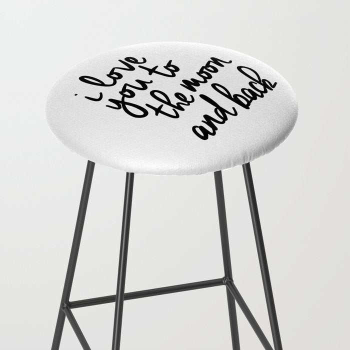 I Love You to the Moon and Back black-white kids room typography poster home wall decor canvas Stool Gallery Image 2