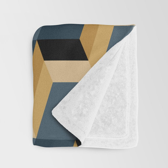 Cuboid Mid Century Abstract Shapes Pattern V Throw Blanket Gallery Image 3
