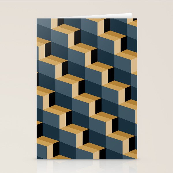 Cuboid Mid Century Abstract Shapes Pattern V Stationery Card Gallery Image 2
