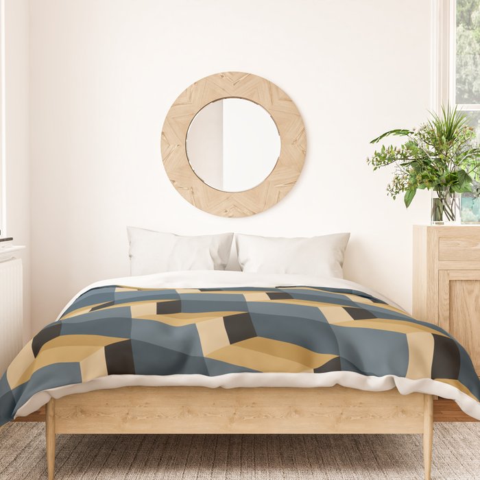 Cuboid Mid Century Abstract Shapes Pattern V Duvet Cover Gallery Image 3