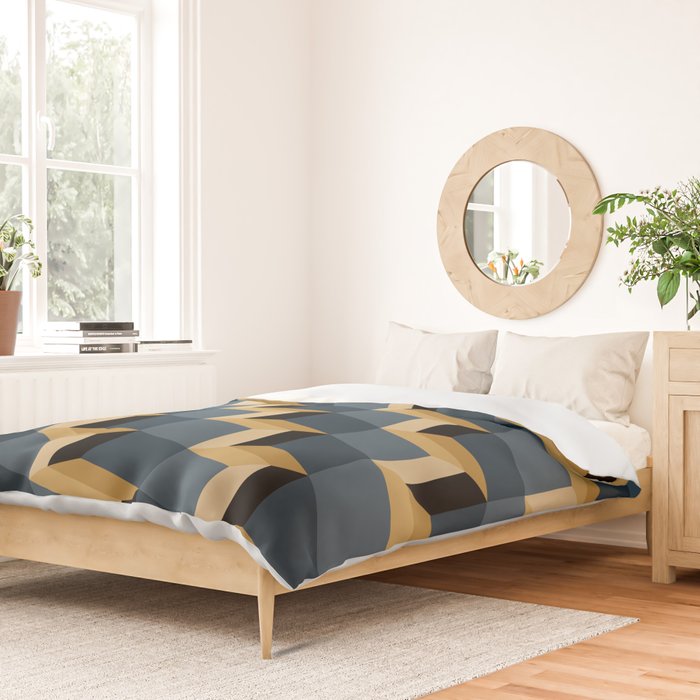 Cuboid Mid Century Abstract Shapes Pattern V Duvet Cover Gallery Image 2