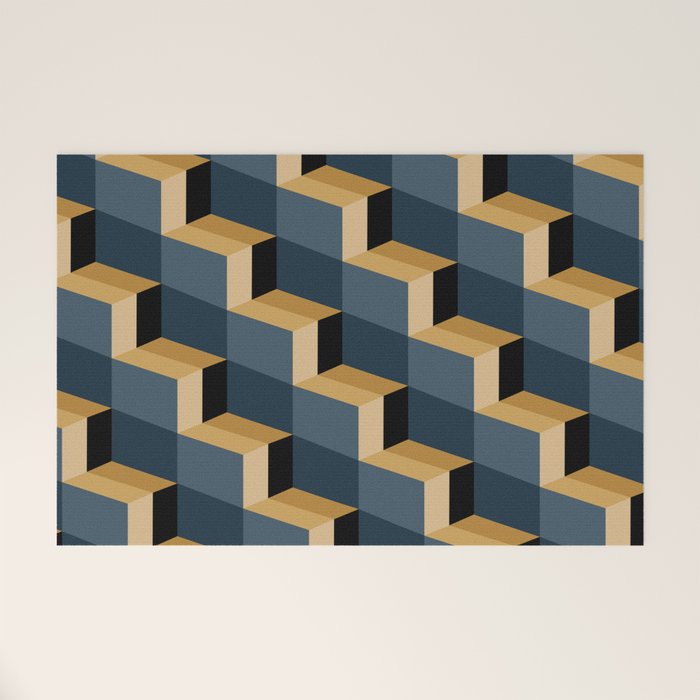 Cuboid Mid Century Abstract Shapes Pattern V Welcome Mat Gallery Image 1