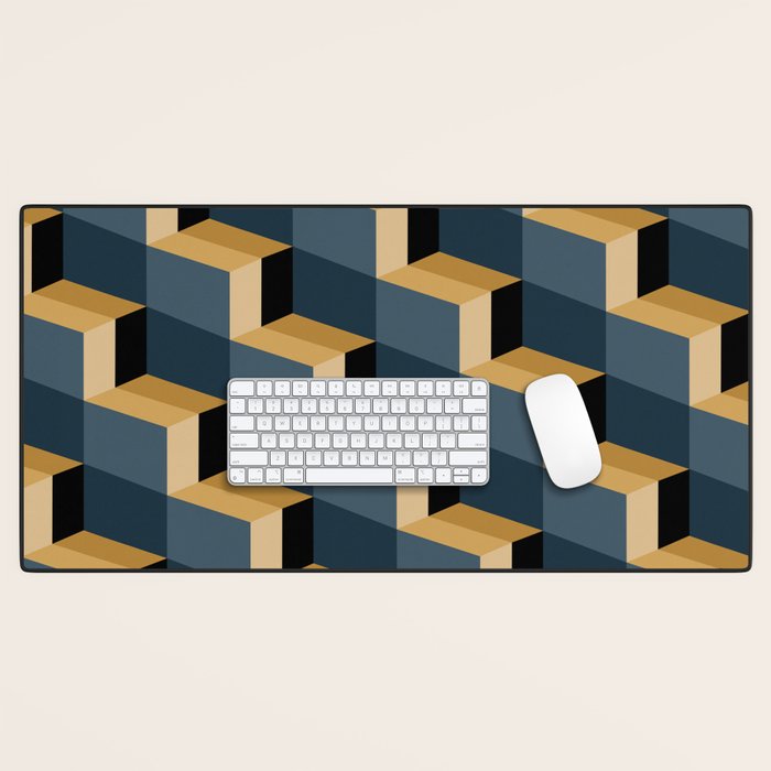 Cuboid Mid Century Abstract Shapes Pattern V Desk Mat Gallery Image 1