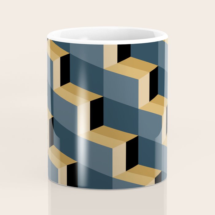 Cuboid Mid Century Abstract Shapes Pattern V Coffee Mug Gallery Image 4