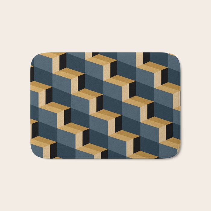 Cuboid Mid Century Abstract Shapes Pattern V Bath Mat Gallery Image 1