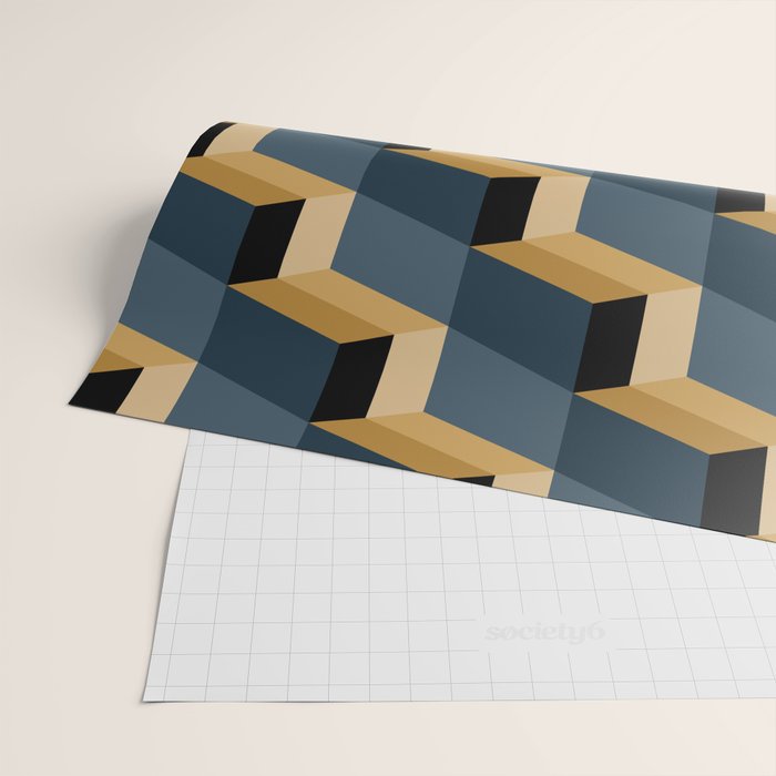 Cuboid Mid Century Abstract Shapes Pattern V Wrapping Paper Gallery Image 2