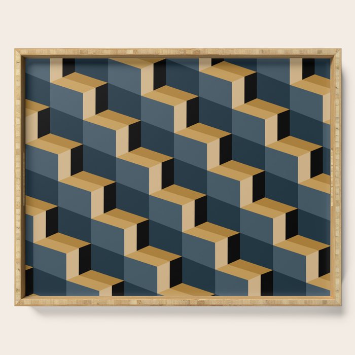 Cuboid Mid Century Abstract Shapes Pattern V Serving Tray Gallery Image 1