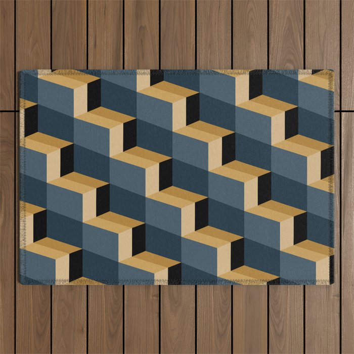 Cuboid Mid Century Abstract Shapes Pattern V Outdoor Rug Gallery Image 1
