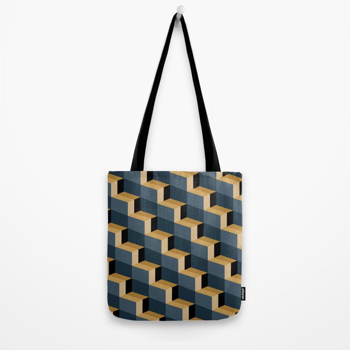 Cuboid Mid Century Abstract Shapes Pattern V Tote Bag Gallery Image 2