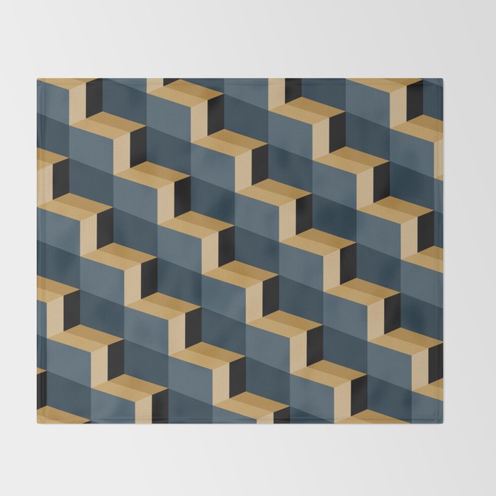 Cuboid Mid Century Abstract Shapes Pattern V Throw Blanket Gallery Image 2