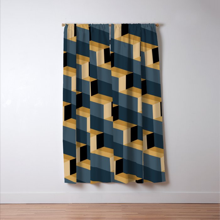 Cuboid Mid Century Abstract Shapes Pattern V Window Curtain Gallery Image 3