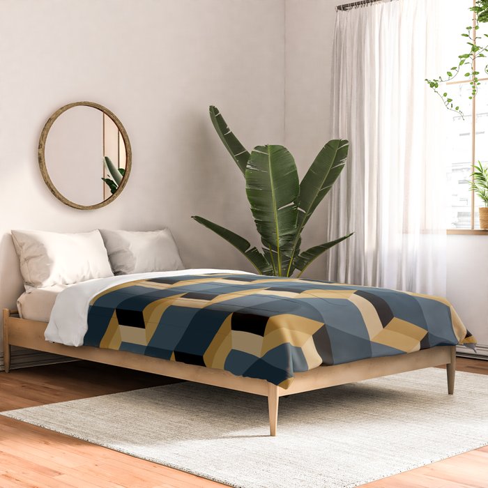 Cuboid Mid Century Abstract Shapes Pattern V Comforter Gallery Image 2