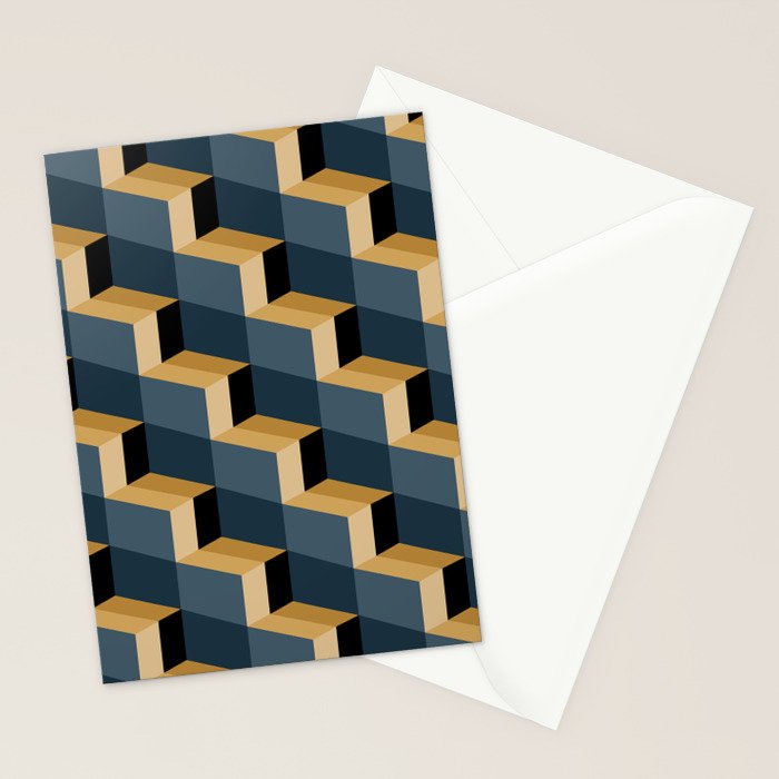 Cuboid Mid Century Abstract Shapes Pattern V Stationery Card Gallery Image 2