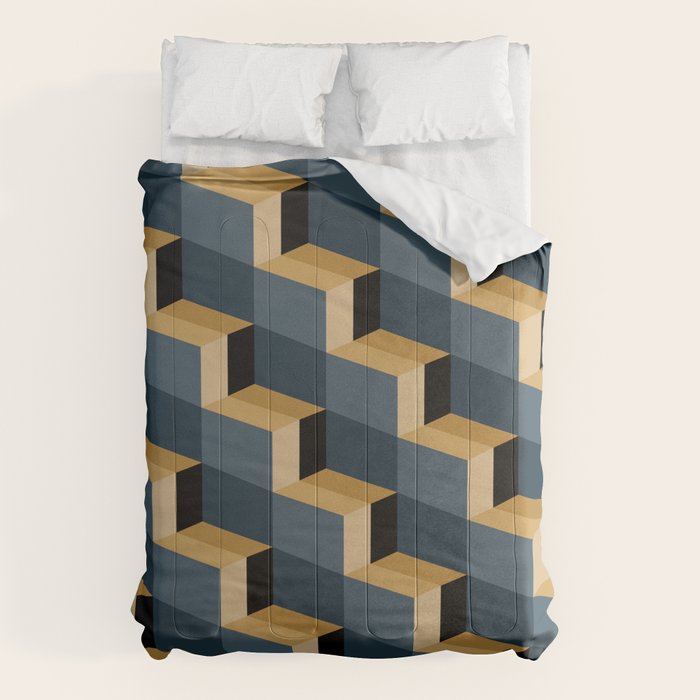 Cuboid Mid Century Abstract Shapes Pattern V Comforter Gallery Image 6