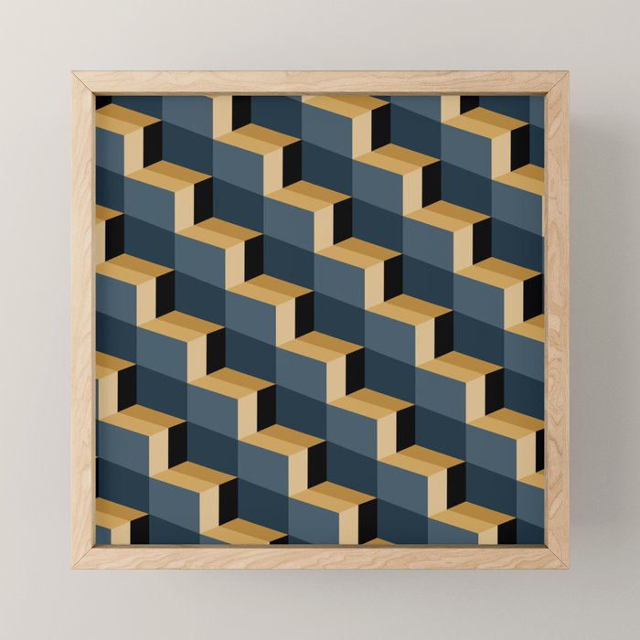 Cuboid Mid Century Abstract Shapes Pattern V Mini Art Print Gallery Image 1