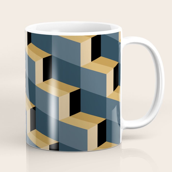 Cuboid Mid Century Abstract Shapes Pattern V Coffee Mug Gallery Image 1