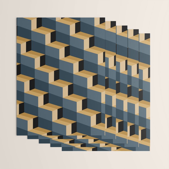 Cuboid Mid Century Abstract Shapes Pattern V Wrapping Paper Gallery Image 3