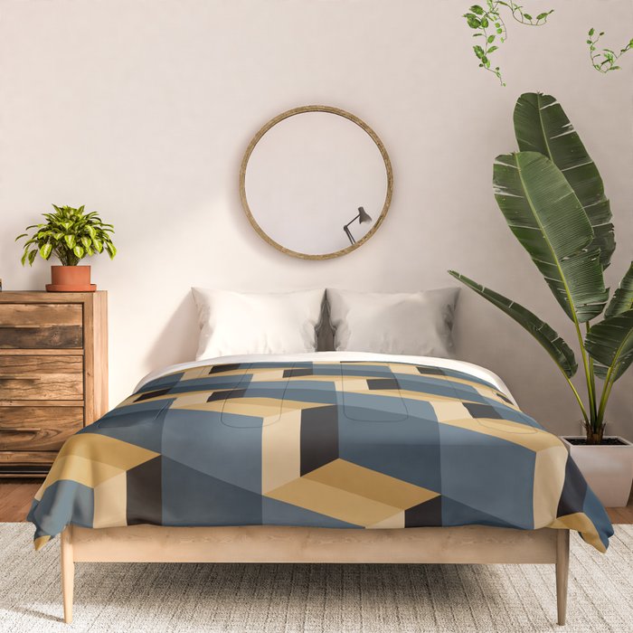 Cuboid Mid Century Abstract Shapes Pattern V Comforter Gallery Image 3