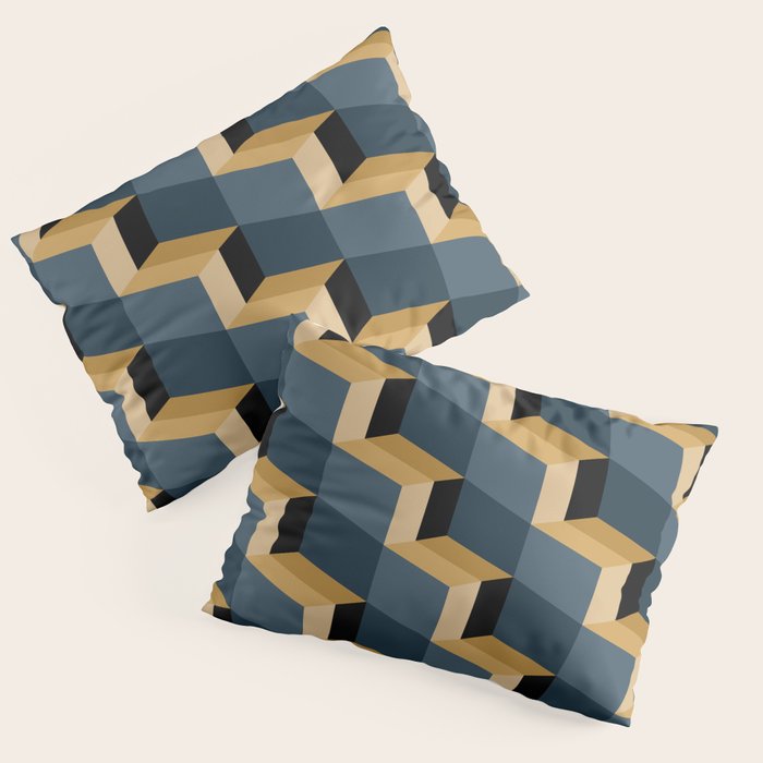 Cuboid Mid Century Abstract Shapes Pattern V Pillow Sham Gallery Image 3