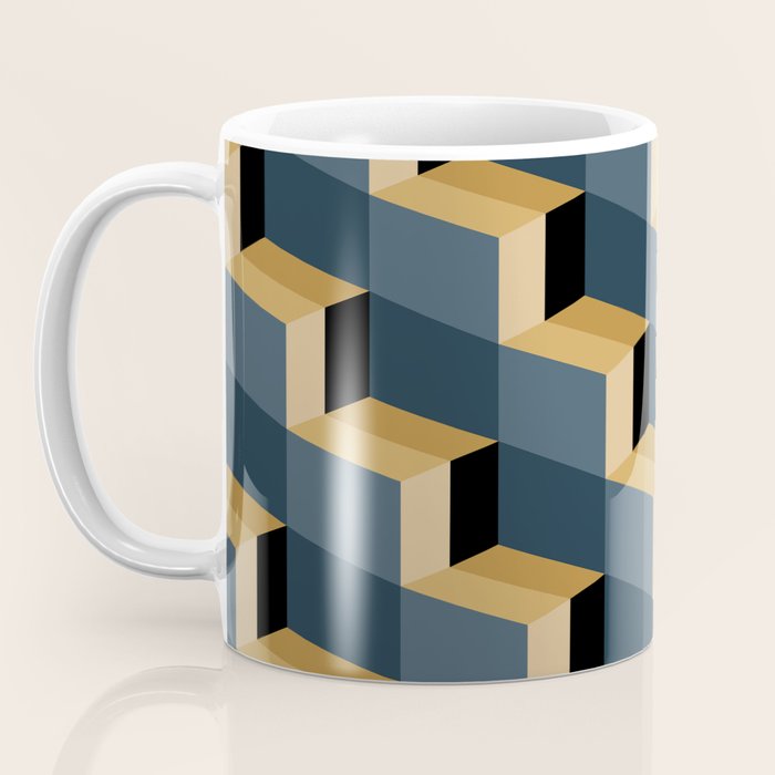 Cuboid Mid Century Abstract Shapes Pattern V Coffee Mug Gallery Image 3