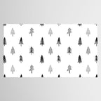 Black and white pine tree doodle art pattern Tablecloth Gallery Image 2