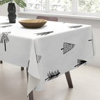 Black and white pine tree doodle art pattern Tablecloth Gallery Image 3