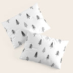 Black and white pine tree doodle art pattern Pillow Sham Gallery Image 3