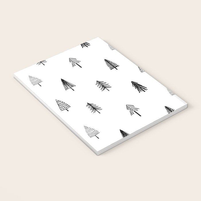 Black and white pine tree doodle art pattern Notebook Gallery Image 3