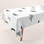 Black and white pine tree doodle art pattern Tablecloth Gallery Image 1