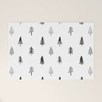 Black and white pine tree doodle art pattern Welcome Mat Gallery Image 1