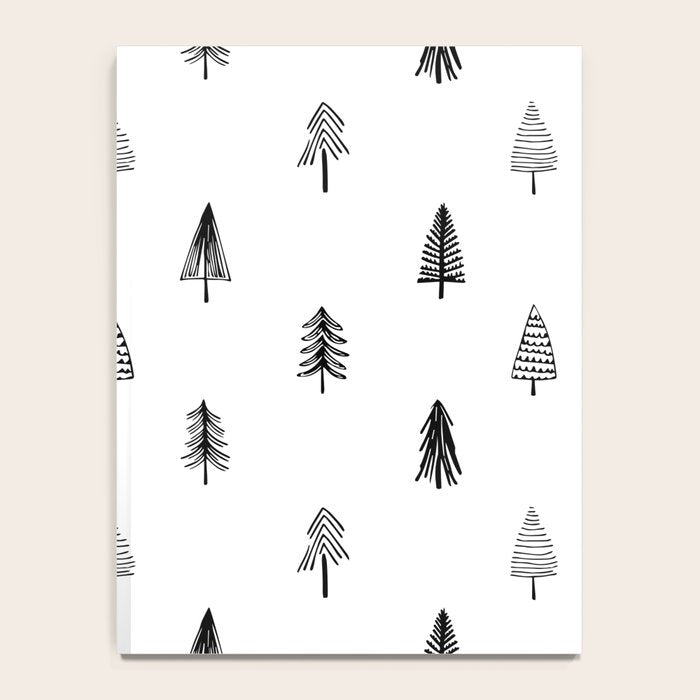 Black and white pine tree doodle art pattern Notebook Gallery Image 4