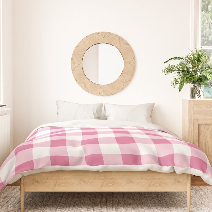 Gingham Large Pink White Duvet Cover Gallery Image 3