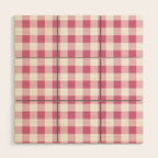 Gingham Large Pink White Wood Wall Art Gallery Image 1