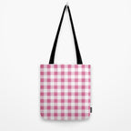 Gingham Large Pink White Tote Bag Gallery Image 2