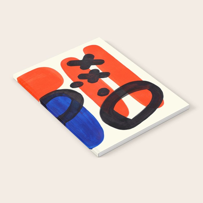 Blue Orange Fun Colorful Mid Century Modern Abstract Painting Shapes Pattern Notebook Gallery Image 2