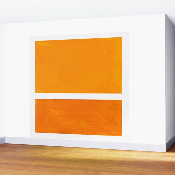 Antique Yellow  & Yellow Ochre Mid Century Modern Abstract Minimalist Rothko Color Field Squares Wall Mural Gallery Image 2