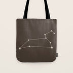 Leo Zodiac Star Constellation Line Art Coffee Brown Tote Bag Gallery Image 1