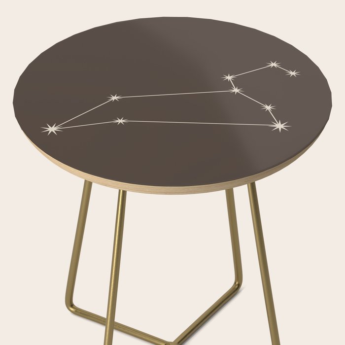 Leo Zodiac Star Constellation Line Art Coffee Brown Side Table Gallery Image 2